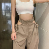 High Waist Hollow Out Tassel Wide Leg Pants
